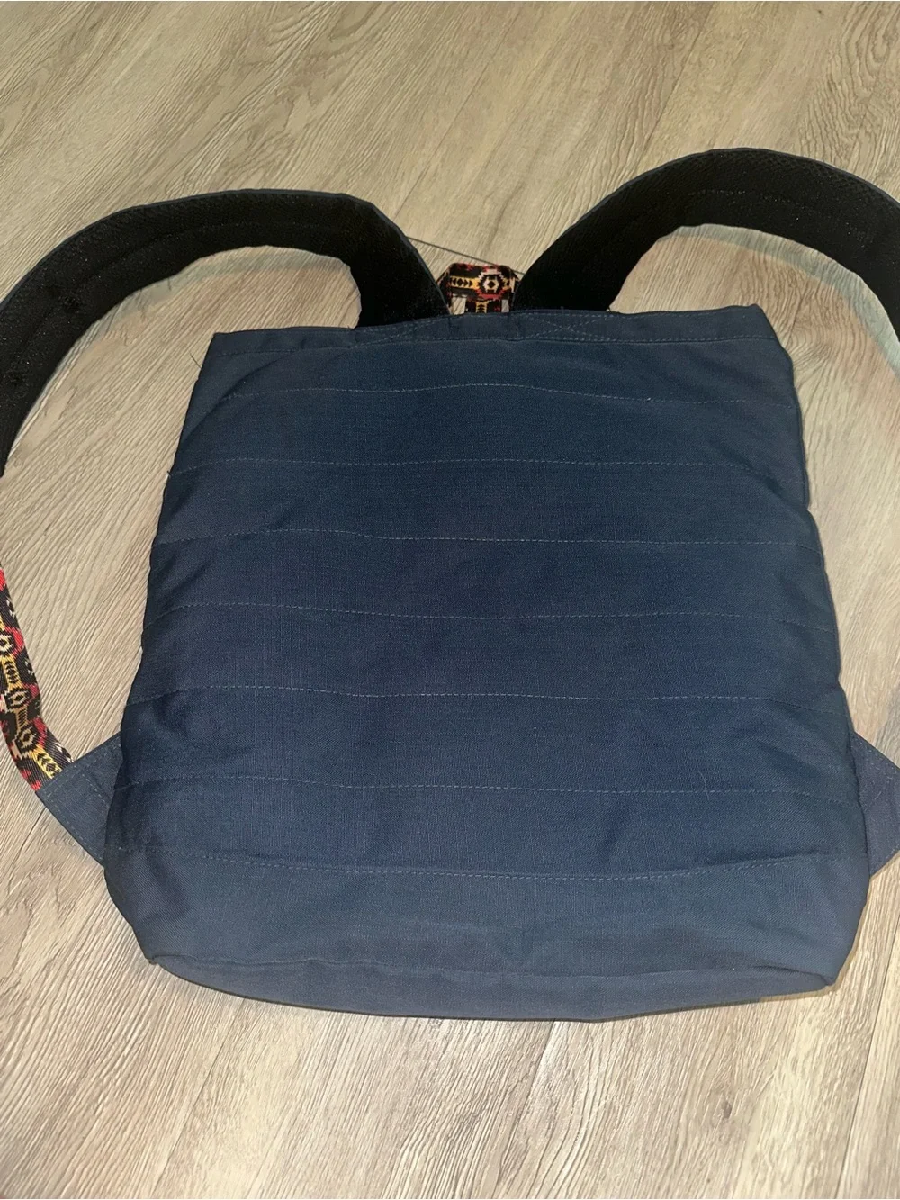 TOMS Stand Up Navy Blue Backpack Bag with Tribal Strap Accents